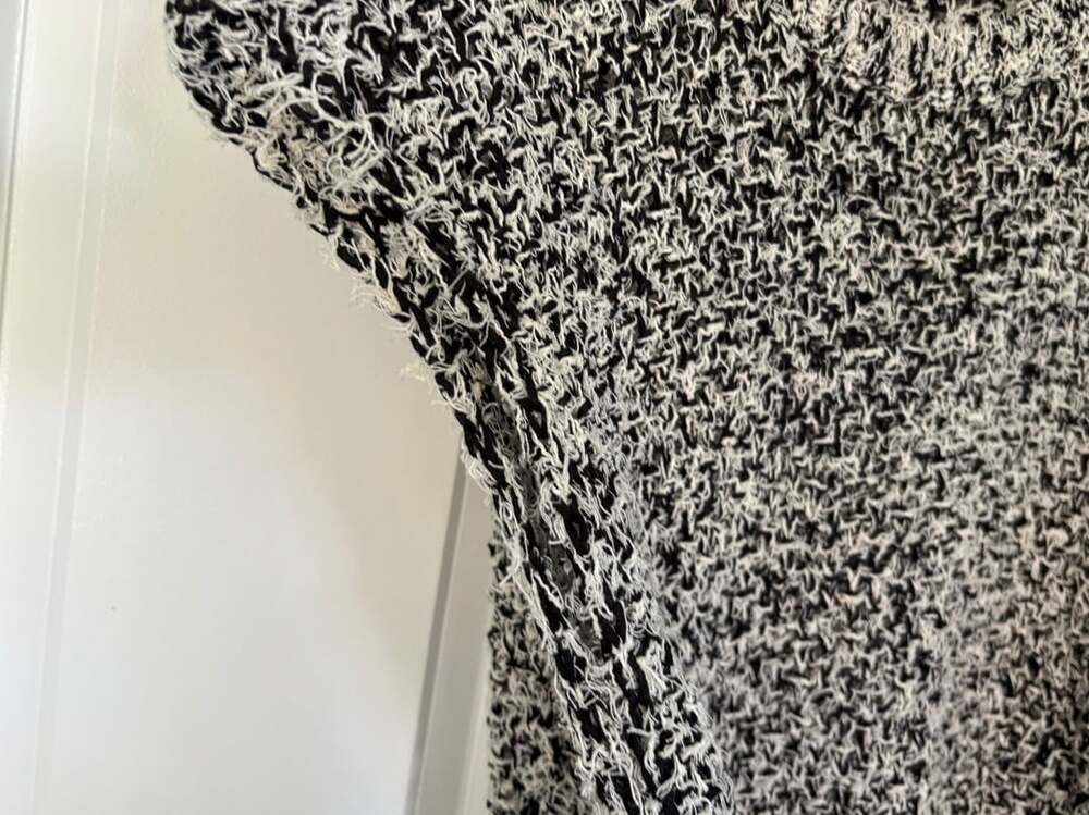 Eileen Fisher Salt & Pepper Boucle Split Back Top Medium - Picture 6 of 11